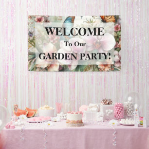 Monogram name Tropical flowers leaves watercolor Banner
