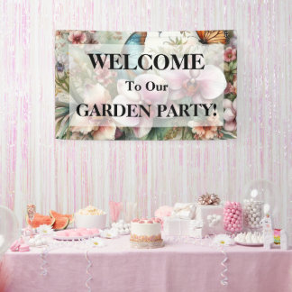 Monogram name Tropical flowers leaves watercolor  Banner
