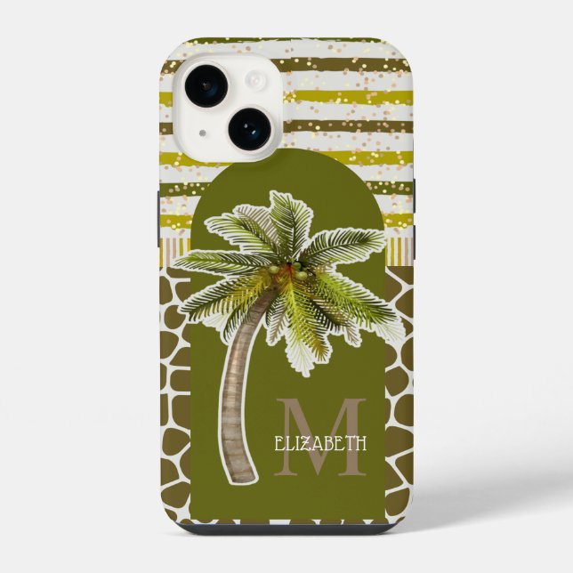 Monogram Name Tropical iPhone Case (Back)