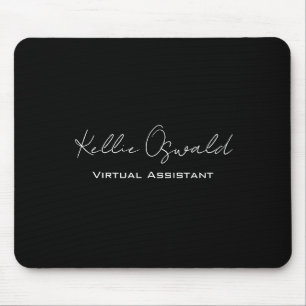 Monogram Name Virtual Assistant Black and White Mouse Pad