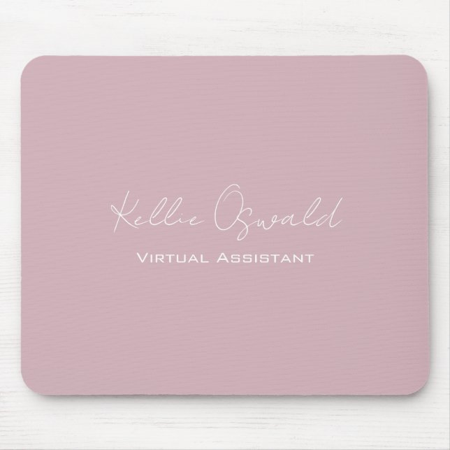 Monogram Name Virtual Assistant White Rose Pink Mouse Pad (Front)