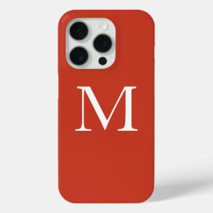 Monogram Name Warm Terra Cotta Orange Custom Color iPhone 15 Pro Case