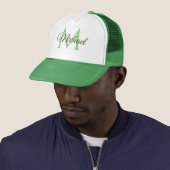 Monogram Name White And Green Unisex Baseball Cap (In Situ)