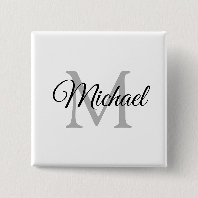 Monogram Name White Personalised Template Square 15 Cm Square Badge (Front)