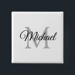 Monogram Name White Personalised Template Square 15 Cm Square Badge<br><div class="desc">Monogram Name White Personalised Template Elegant Trendy Square Button.</div>
