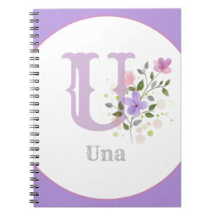 Monogram & Name with Flowers Notebook