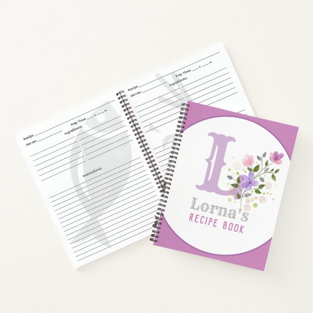 Monogram & Name with Flowers Notebook (Inside)