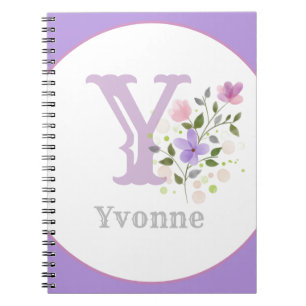 Monogram & Name with Flowers Notebook