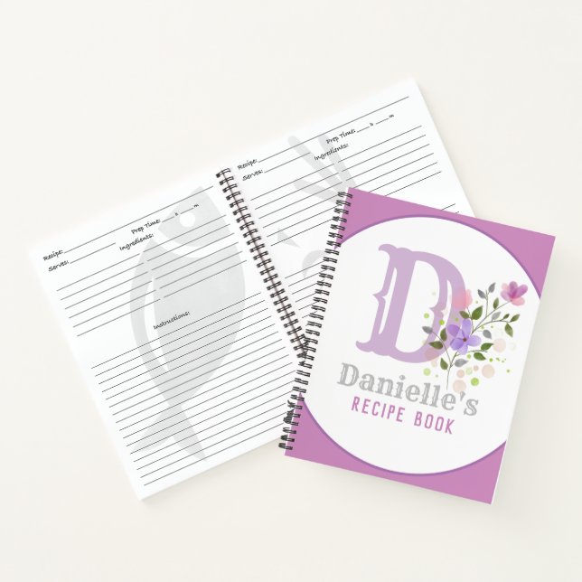 Monogram & Name with Flowers Notebook (Inside)