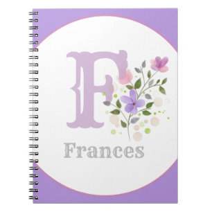 Monogram & Name with Flowers Notebook