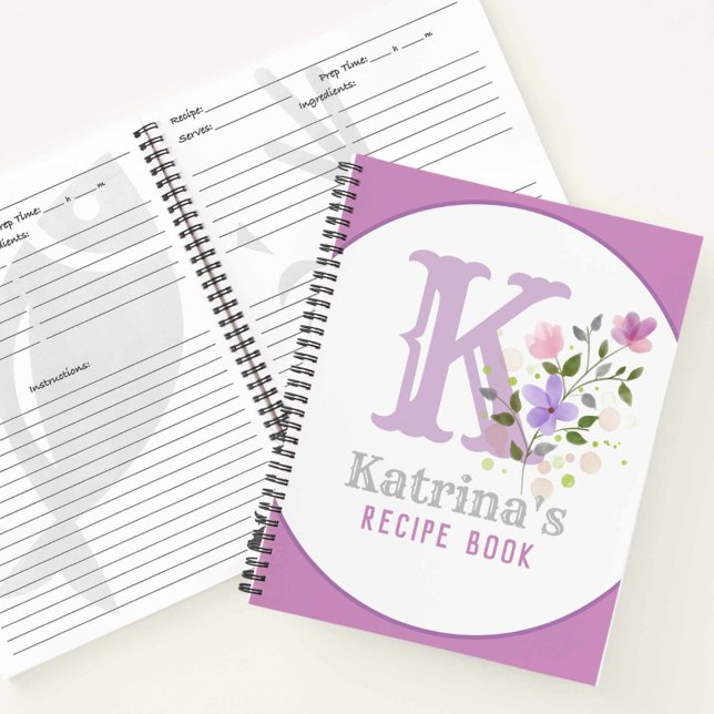 Monogram & Name with Flowers Notebook (Creator Uploaded)