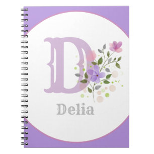 Monogram & Name with Flowers Notebook