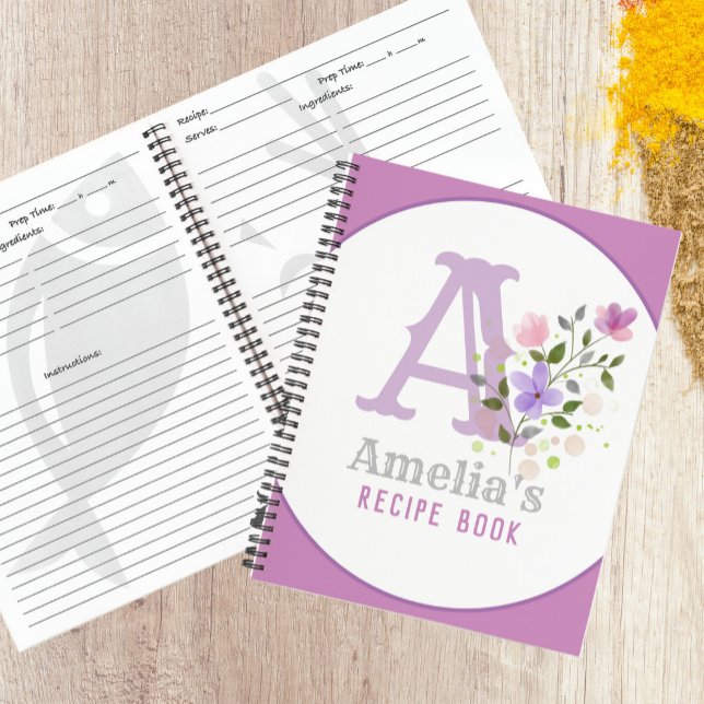 Monogram & Name with Flowers Recipe Book (Floral Design Recipe Book)