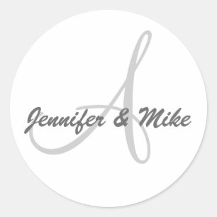 Monogram Names and Initial White and Gery Sticker