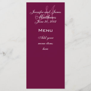 Monogram Names Date Wedding Menu Cards Wine