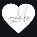 Monogram Names Date Wedding Seal Stickers<br><div class="desc">Monogram Stickers by Elke Clarke ©2008-11 More designs available at WhiteWhimsicalWedding.com. Customise with your information and colours. Use for envelope seals on your wedding invitations,  wedding favour stickers or cake box labels or even wine bottle labels. Choose from a variety of great sticker shapes too.</div>