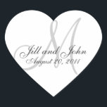Monogram Names Date Wedding Seal Stickers<br><div class="desc">Monogram Stickers by Elke Clarke ©2008-11 More designs available at WhiteWhimsicalWedding.com. Customise with your information and colours. Use for envelope seals on your wedding invitations,  wedding favour stickers or cake box labels or even wine bottle labels. Choose from a variety of great sticker shapes too.</div>