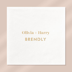 Monogram Names Elegant Minimalist Gold Foil Napkins