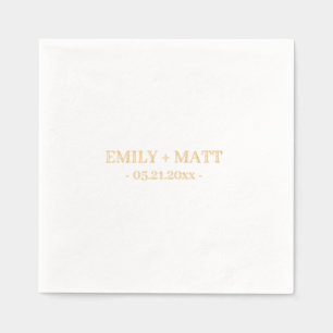 Monogram Names Elegant Wedding Gold Foil Napkins