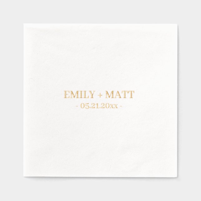 Monogram Names Elegant Wedding Gold  Foil Napkins (Front)