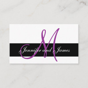 Monogram & Names Purple Wedding Reception Card