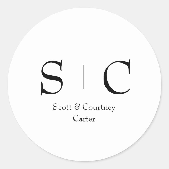 Monogram Names Sticker - Wedding Stationary Decor (Front)