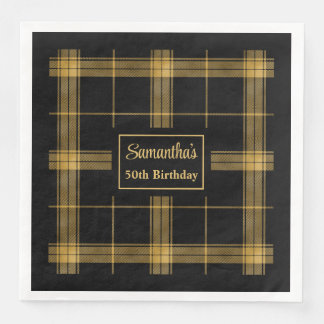 Monogram Napkins Luxe Black Gold Wedding Accent