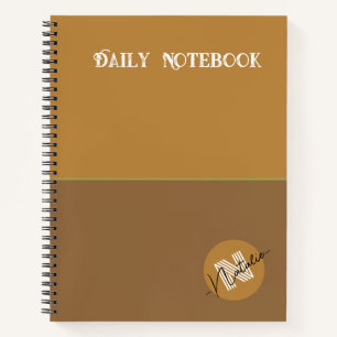 Monogram natural wood colour Minimalist brown cute Notebook