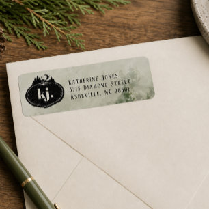 Monogram Nature Stamp   Custom Address Label