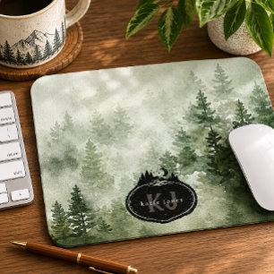 Monogram Nature Stamp Custom Name Mouse Pad