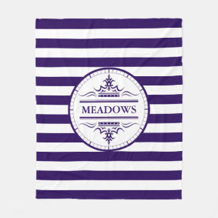 Monogram Nautical Elegant Navy Blue Fleece Blanket