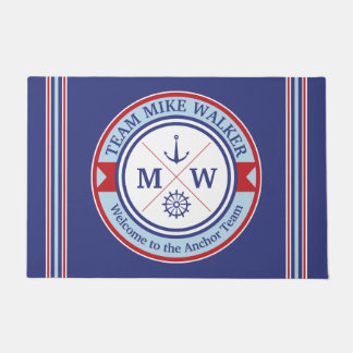 Monogram Nautical Logo Anchor Wheel Helm Motto Doormat