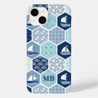 Monogram Nautical Modern Boat Blue Personalised
