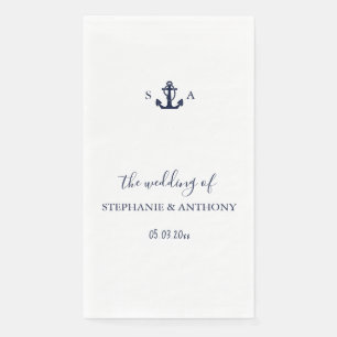Monogram Nautical Navy Blue Anchor Wedding    Napkin