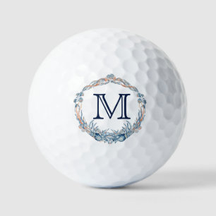 Monogram Nautical Wedding Favour Seashell Wreath Golf Balls
