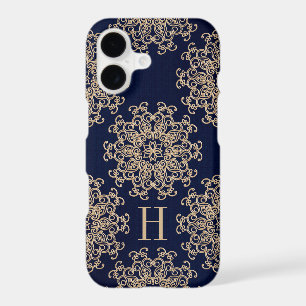 Monogram Navy Blue and Gold Exotic Medallion