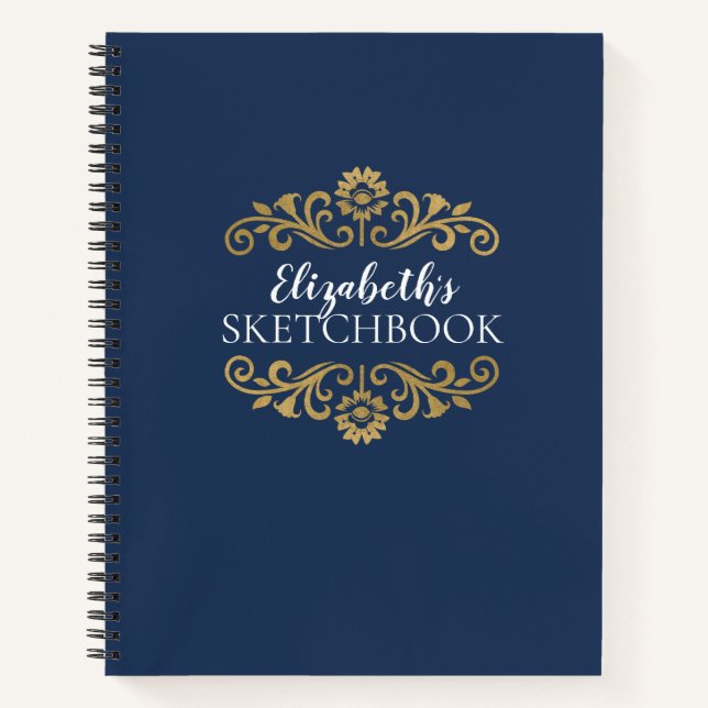 Monogram Navy Blue Artist Sketchbook Notebook (Front)