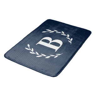 Monogram Navy Blue Bath Mat