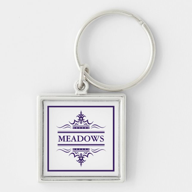 Monogram Navy Blue Elegant Classic Keychain (Front)