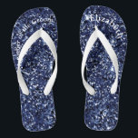 Monogram Navy Blue Glitter Mother of Bride Groom  Jandals<br><div class="desc">A fun gift for both the mother of the bride and groom. When her feet are tired at the end of the night,  she'll want these!  Personalise them!</div>