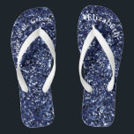 Monogram Navy Blue Glitter Mother of Bride Groom  Jandals<br><div class="desc">A fun gift for both the mother of the bride and groom. When her feet are tired at the end of the night,  she'll want these!  Personalise them!</div>