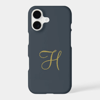 Monogram Navy Blue Gold Initial Letter Minimal Men