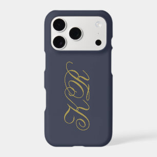 Monogram Navy Blue Gold Initials Script Simple Men
