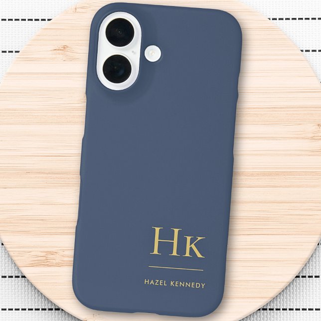Monogram Navy Blue Gold Professional Elegant  Case-Mate iPhone Case (Creator Uploaded)