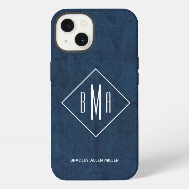 Monogram Navy Blue iPhone Case (Back)