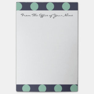 Monogram Navy Blue Mint Green Polka Dot Pattern Post-it Notes