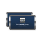 Monogram Navy Blue Modern Metal Frame Professional