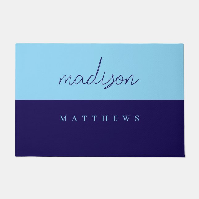 Monogram Navy Blue | Modern Minimalist Doormat (Front)
