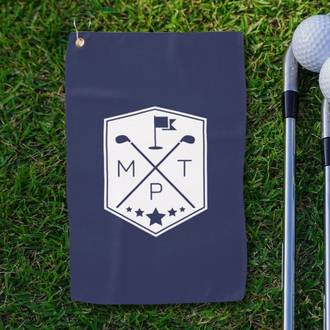 Monogram Navy Blue Name Personalised Golf Towel (Creator Uploaded)