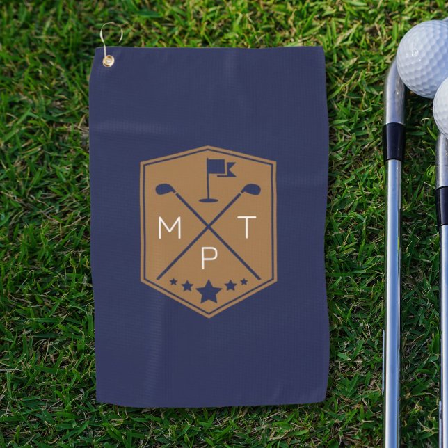 Monogram Navy Blue Name Personalised Golf Towel (Creator Uploaded)